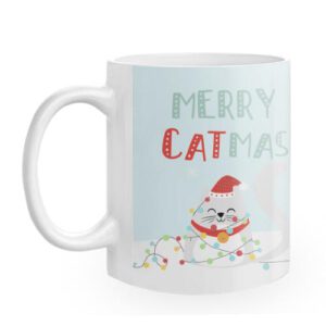 Kerstmok "Happy CatMas" Mok met foto bedrukken 8ø x 9